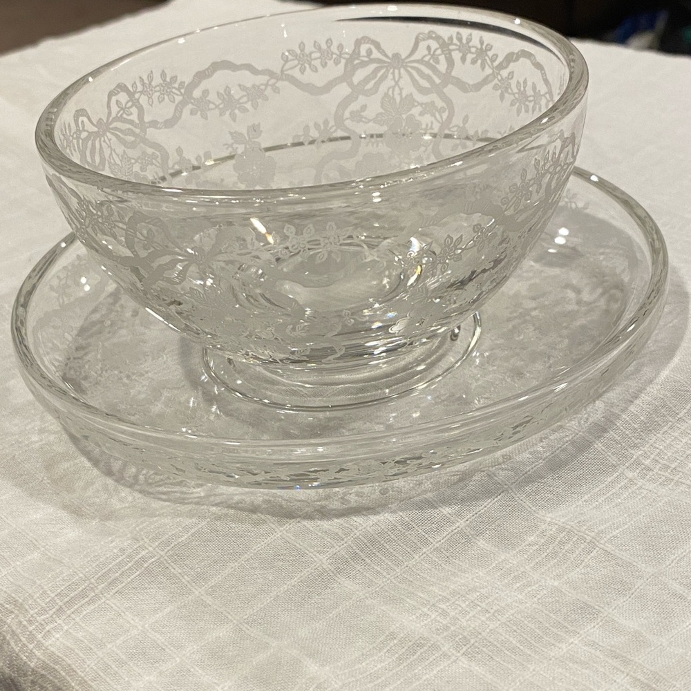 1950’s Fostoria Romance Mayonnaise Bowl and Underplate Vintage